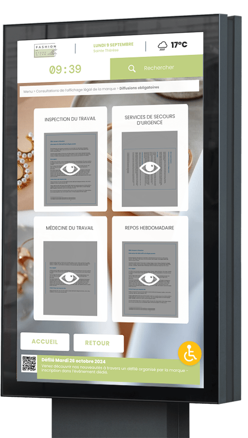 Totem tactile avec l'interface DISPLAY KIOSK